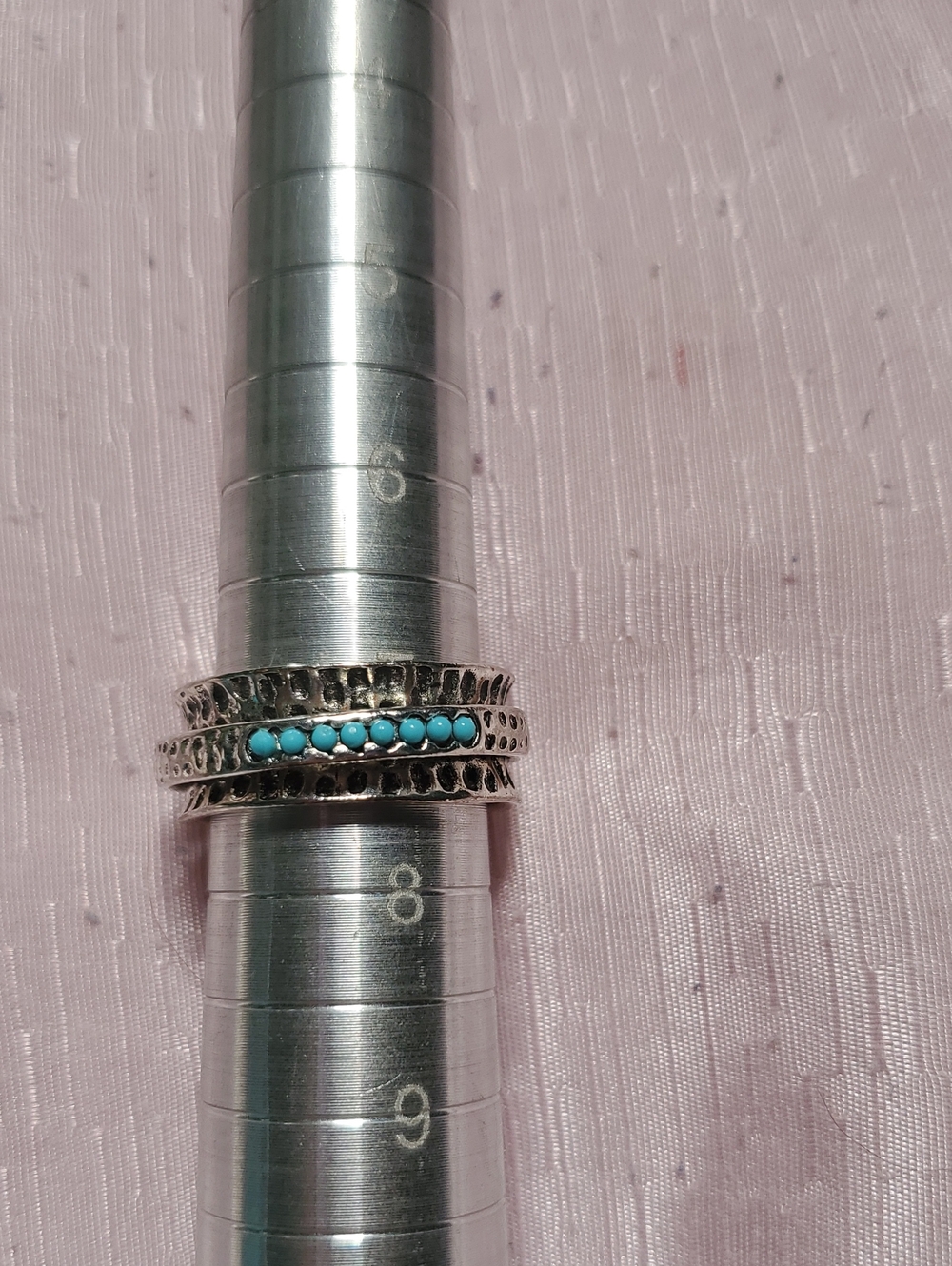 Sterling Silver Turquoise Beaded Stackable Ring - Women's Fashion